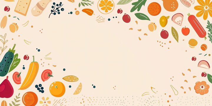 World Food Day Template: Create a food-themed background featuring icons or silhouettes of various foods. Utilize warm, inviting colors and leave ample space for text