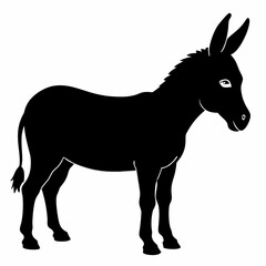 Donkey vector illustration, donkey isolated on white, donkey silhouette, donkey vector art