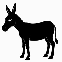 Donkey vector illustration, donkey isolated on white, donkey silhouette, donkey vector art