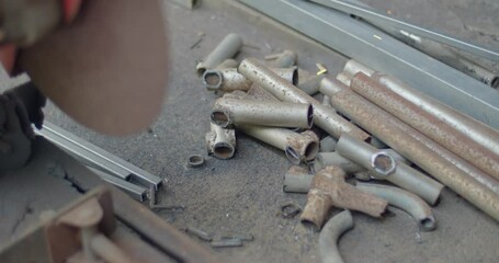 Scrap steel from cutting is used to make other pieces.Scrap iron is sold to be melted into new steel.