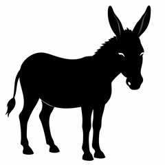 Donkey vector illustration, donkey isolated on white, donkey silhouette, donkey vector art