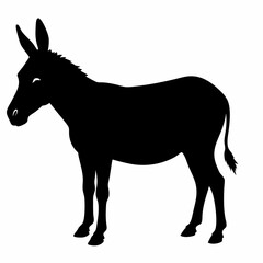 Donkey vector illustration, donkey isolated on white, donkey silhouette, donkey vector art