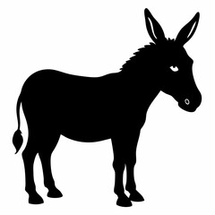 Donkey vector illustration, donkey isolated on white, donkey silhouette, donkey vector art
