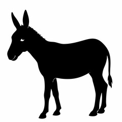 Donkey vector illustration, donkey isolated on white, donkey silhouette, donkey vector art