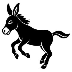 Donkey vector illustration, donkey isolated on white, donkey silhouette, donkey vector art