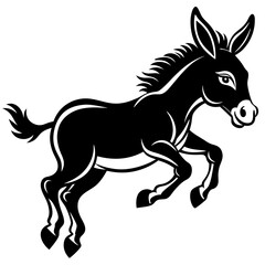 Donkey vector illustration, donkey isolated on white, donkey silhouette, donkey vector art