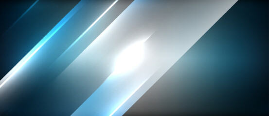Neon dynamic diagonal light rays background. Techno digital geometric concept design for wallpaper, banner, presentation, background