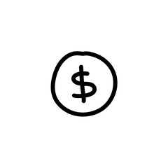 Fototapeta premium Dollar coin doodle icon with simple and abstract design