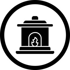 Fire place Glyph Black Icon