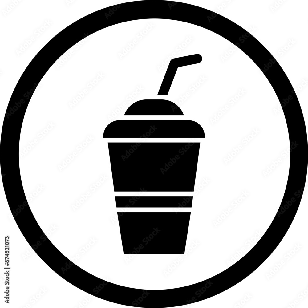 Wall mural Milkshake Glyph Black Icon