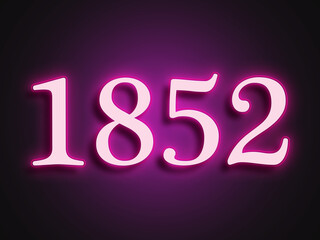 Pink glowing Neon light text effect of number 1852.
