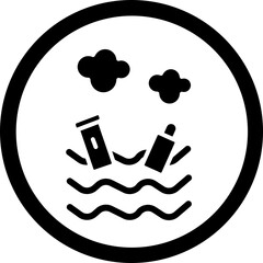 Water Pollution Glyph Black Icon