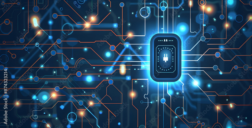Aufkleber plugged-in digital connectivity:vector of tech