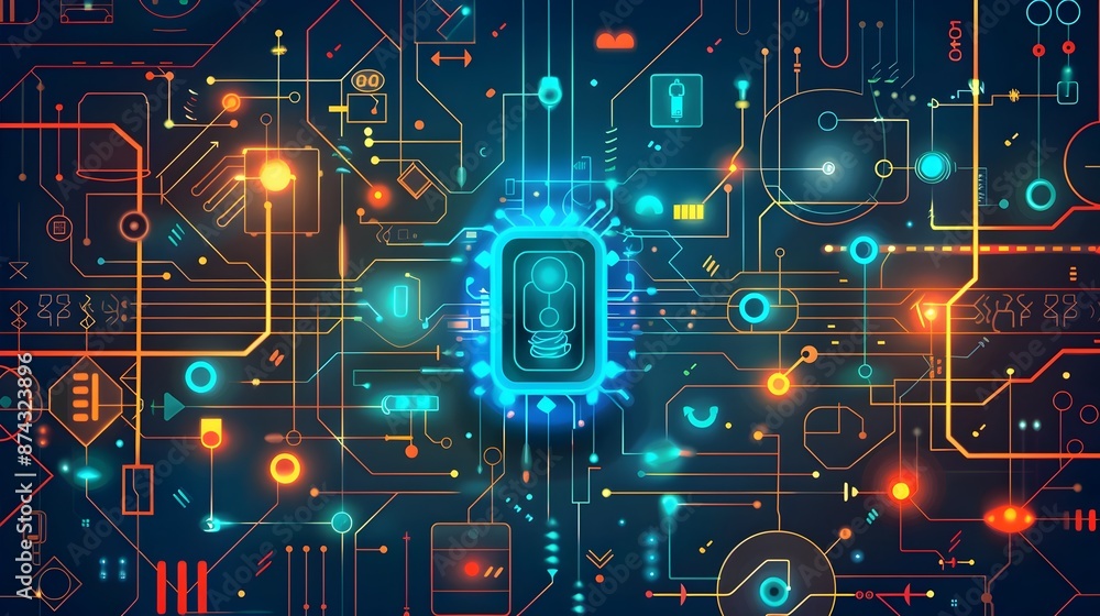 Poster abstract of plugged in electronic circuit connection concept