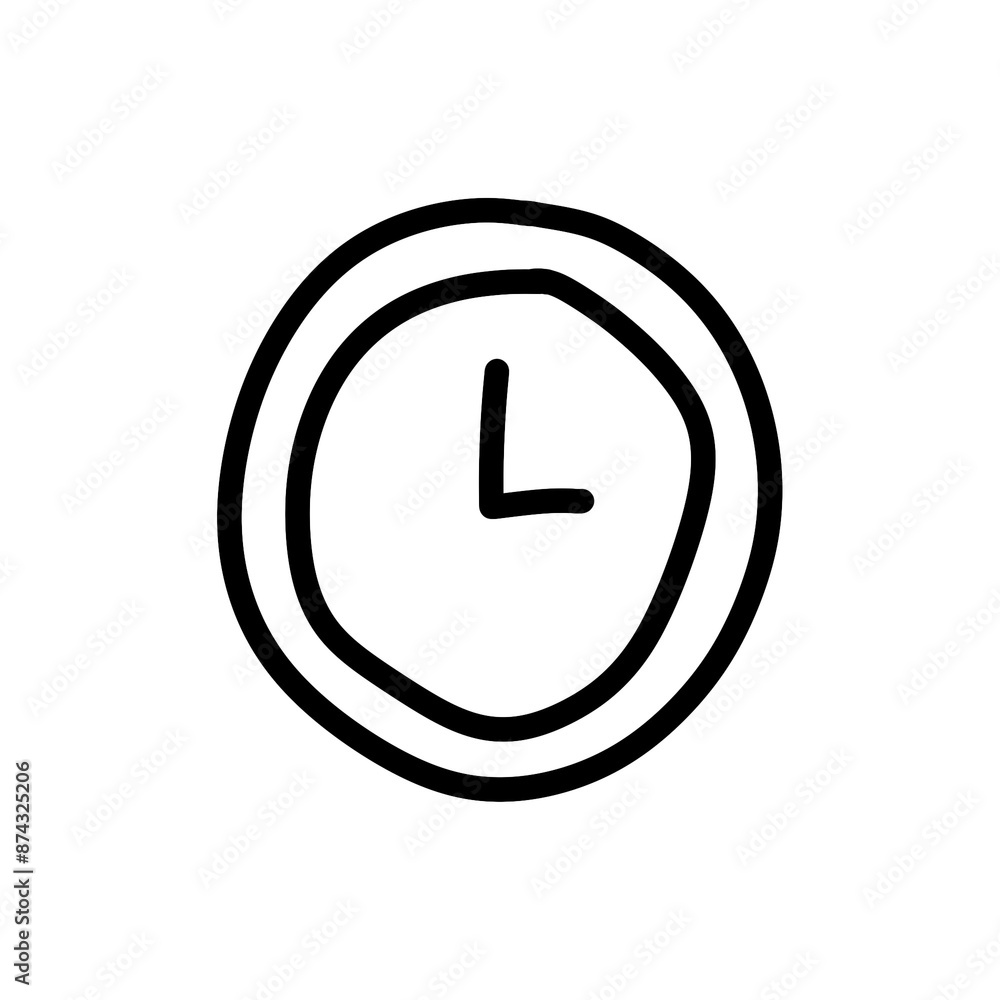 Poster wall clock doodle icon with simple and abstract design