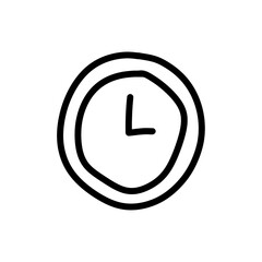 Wall clock doodle icon with simple and abstract design