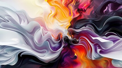 Abstract Acrylic Waves with Black and White Contrasts.