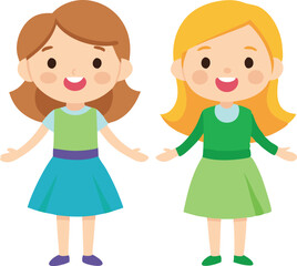 Two girls smiling and facing forward