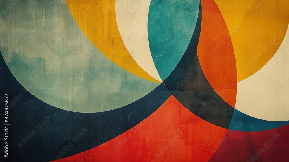 Poster a colorful shape set against a neutral background, creating a vibrant and eye-catching abstract desi