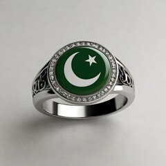 14 august Pakistan independence day written on ring  on white background