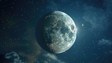 Fototapeta premium Night photo taken with a mobile phone of the moon