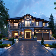 3d rendered photos of  exterior view of house