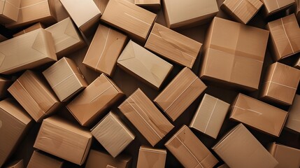 Stacked Cardboard Boxes Forming Geometric Patterns for Packaging Design Background