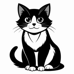 design a cat in black and white illustration