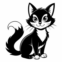 design a cat in black and white illustration