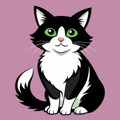 design a cat in black and white illustration