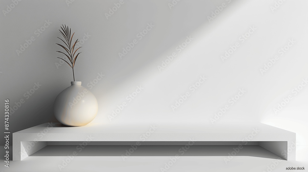 Poster white table top on light gray background for product display