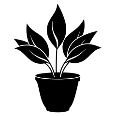 Plant vector illustration, plant in a pot isolated on white, plant silhouette, plant in a pot vector art