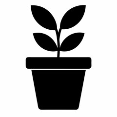 Plant vector illustration, plant in a pot isolated on white, plant silhouette, plant in a pot vector art