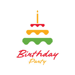 birthday cake with candles logo design colorful