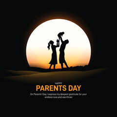 Happy Parents Day. Parents day creative concept banner, poster, social media post, postcard, background, template, greetings card, sales discount banner design etc. The Promise of Playful Parenting.