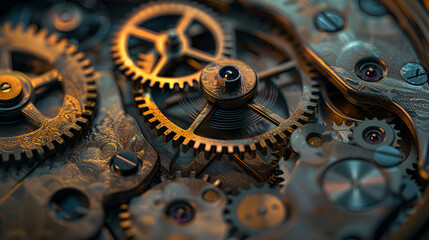 High-Resolution Macro Shot of Intricate Watch Gears