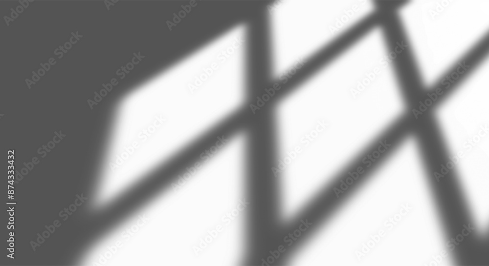 Poster Realistic transparent shadow from a leaf of a palm tree on the transparent background. Tropical leaves shadow. Mockup with palm leaves shadow