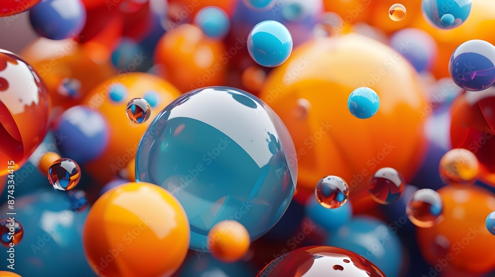 Poster vibrant colorful abstract background with spherical graphic patterns and shapes