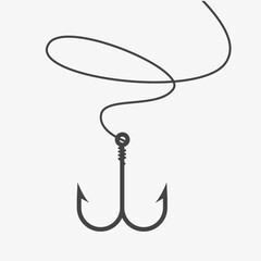 Fishing hook icon. Vector on white background