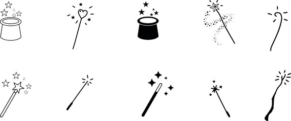 magic wand icon set and sparkle stars icon © Ayoub