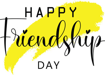 Happy Friendship day hand drawn lettering. Trendy vector typographic design. Modern calligraphy for greeting card, banner, invitation card, poster. vector eps10.
