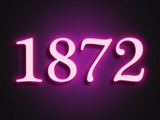 Pink glowing Neon light text effect of number 1872.