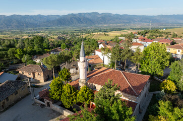 Obraz premium Ottoman architecture built in 1676 with wood and cut stone (Çandı technique) without using nails Silahdar Omer Pasa Mosque, Erbaa, Tokat