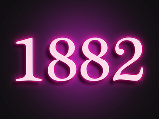 Pink glowing Neon light text effect of number 1882.