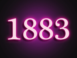Pink glowing Neon light text effect of number 1883.