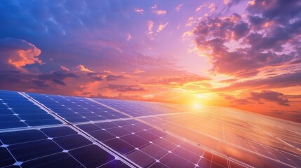 Renewable Energy Concept - Close-up of Solar Panel Surface with Photovoltaic Cells Generating Power for Green Technology