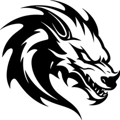 Obraz premium dragon head silhouette vector illustration