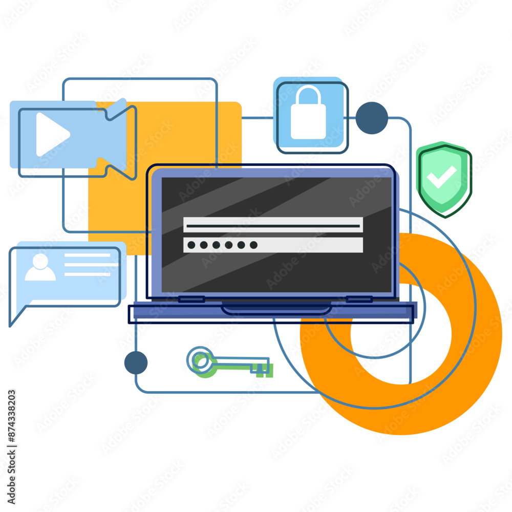 Poster concept of cyber data security, internet security or information privacy. personal data security, da