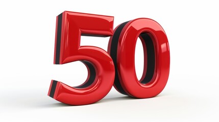 3D 50 promotion sign in red letters with a black shadow effect