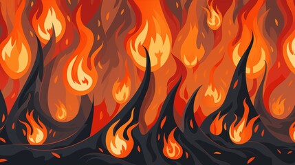 Intense and Scorching Flames with Bright Hues of Red, Orange, and Yellow